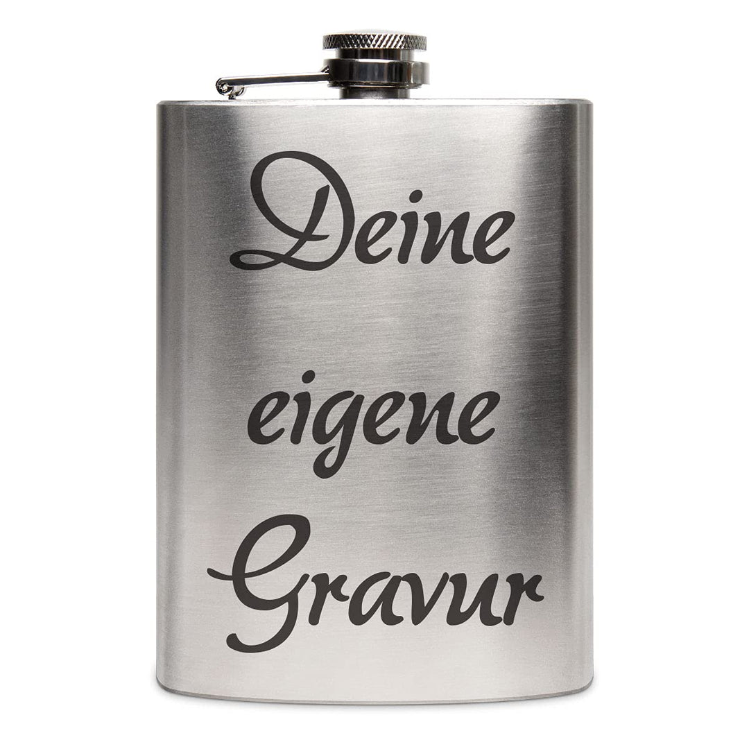 Edelstahl Flachmann 237 ml silber inkl. individuelle Gravur in Schwarz von Paule Black - personalisi