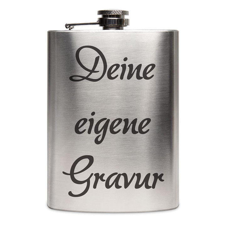 Edelstahl Flachmann 237 ml silber inkl. individuelle Gravur in Schwarz von Paule Black - personalisi