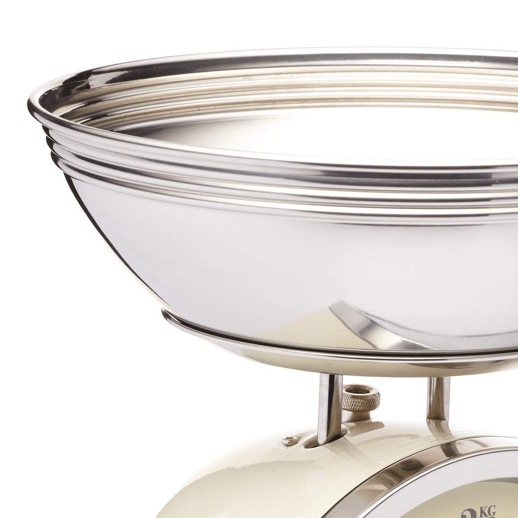 KitchenCraft Classic Collection Mechanische Küchenwaage mit Schale, Geschenkbox, Cremefarben, 2kg Si