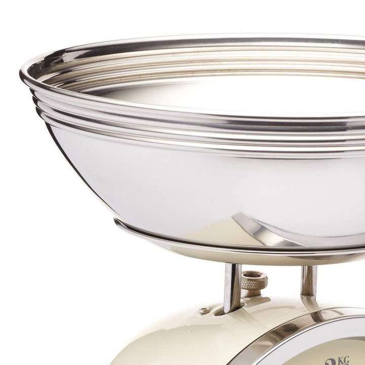 KitchenCraft Classic Collection Mechanische Küchenwaage mit Schale, Geschenkbox, Cremefarben, 2kg Si