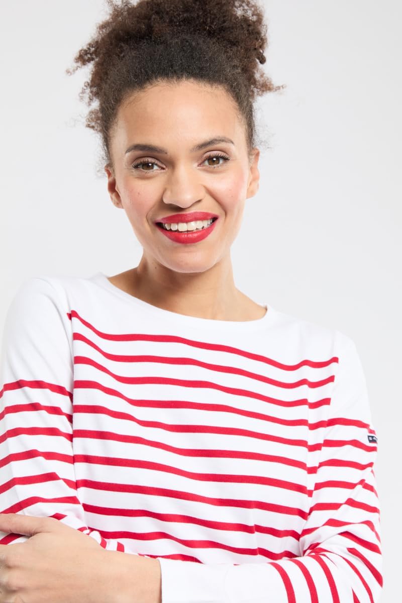 Armor Lux Damen Langarmshirt, Mehrfarbig (Blanc/Braise 320)