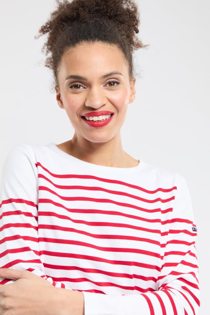 Armor Lux Damen Langarmshirt, Mehrfarbig (Blanc/Braise 320)
