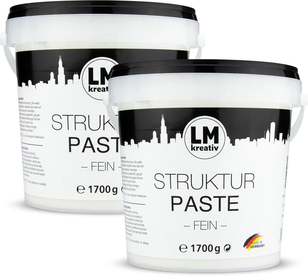 LM Strukturpaste fein 2 x 1,7 kg | Texture Paste | Modellierpaste für Acrylmalerei | Strukturmasse L