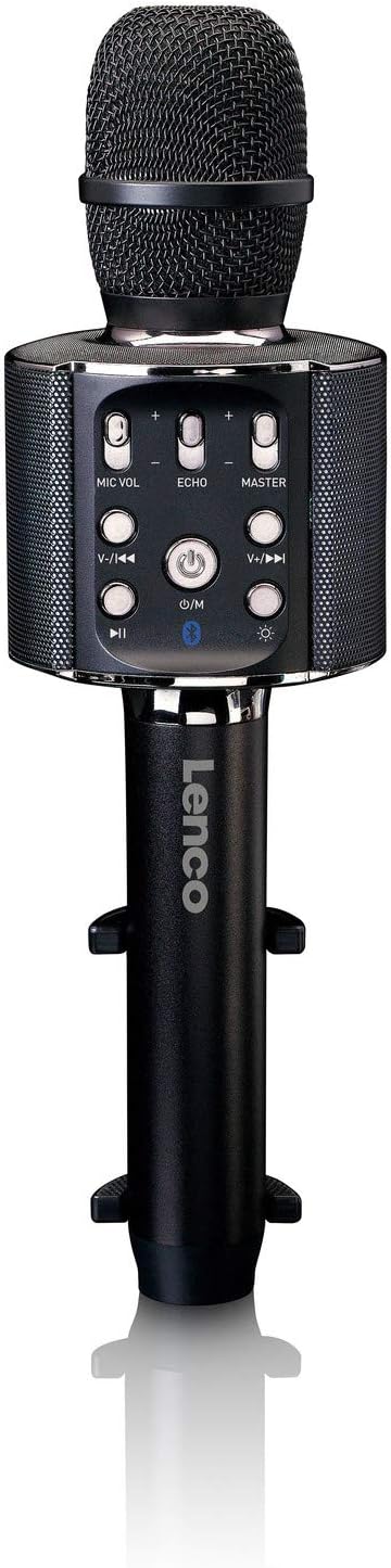 Lenco BMC-090 - Karaoke-Mikrofon - Bluetooth V4.2 - Mit Smartphone-Halterung - 5 Watt RMS - LED-Lich