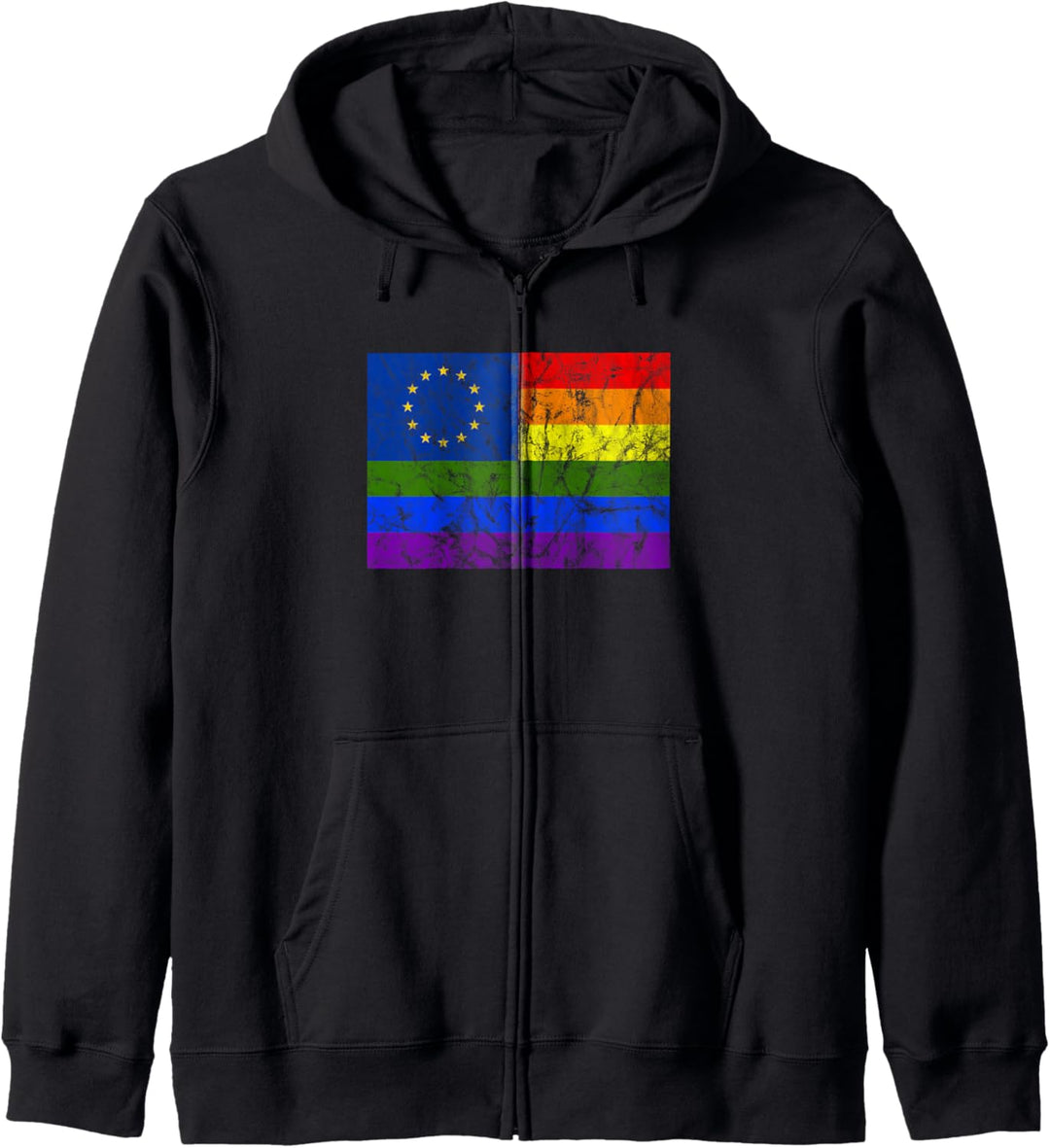 Gay Pride, Regenbogen Fahne Flagge, Europa Sterne, EU Symbol Kapuzenjacke