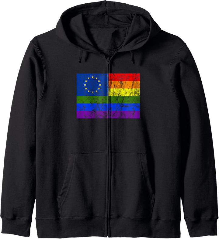 Gay Pride, Regenbogen Fahne Flagge, Europa Sterne, EU Symbol Kapuzenjacke