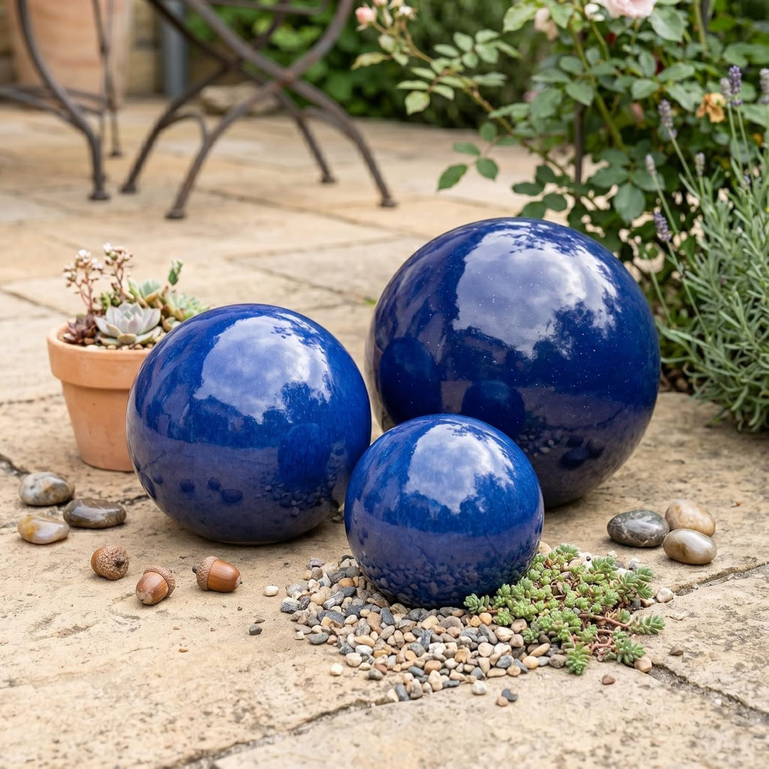 Teramico Dekokugel Gartenkugel glasiert -Blau, Grün, Anthrazit, Türkis, Aqua- sehr hochwertig frostf