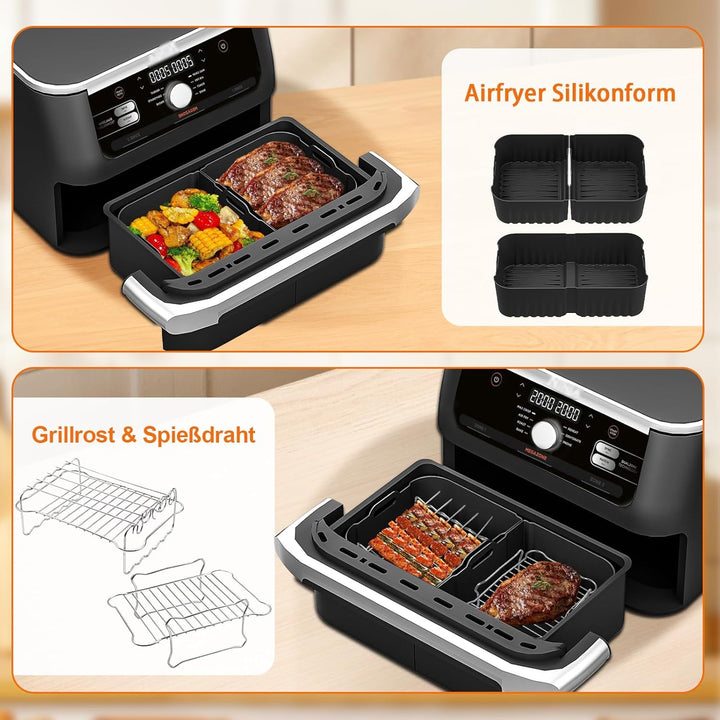 Heissluftfritteuse Zubehör für Ninja 10,4L AF500EU, Airfryer Silikonform für Ninja Foodi Flexdrawer