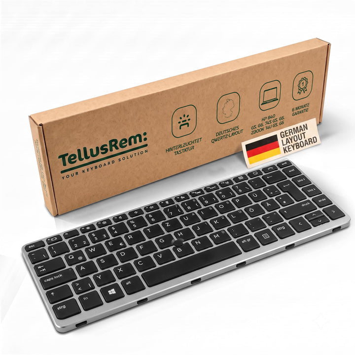 TellusRem ersatztastatur Deutsche Hintergrundbeleuchtung für HP 840 G5, 840 G6, 745 G5, 745 G6, ZBoo