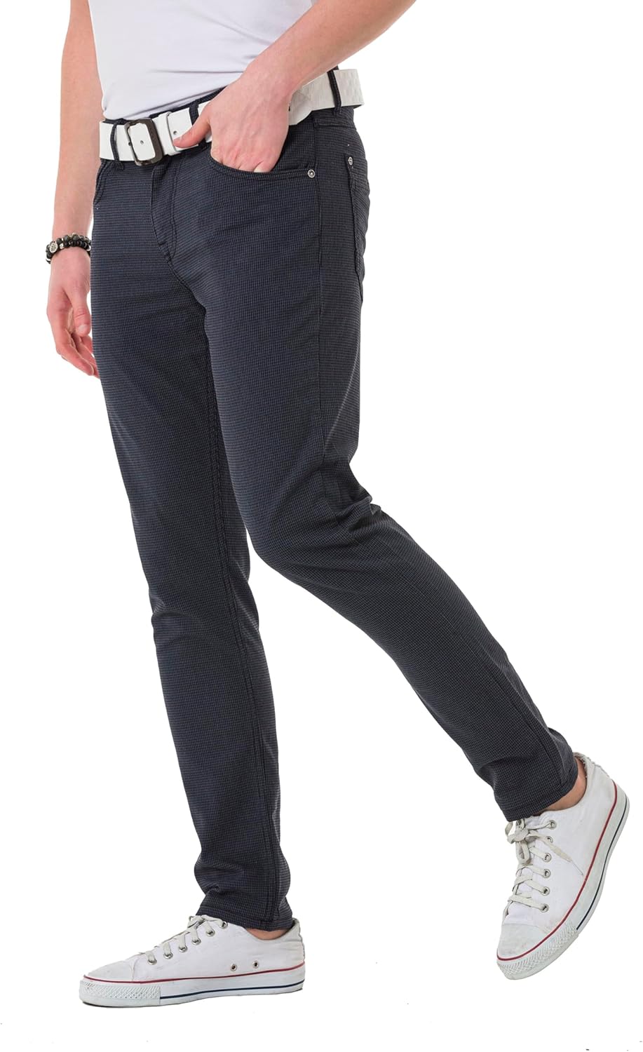 Cipo & Baxx Herren Jeans & Freizeithose | Used Look, Ziernähte, Logo Stickerei, Kontrastnähten, Bike