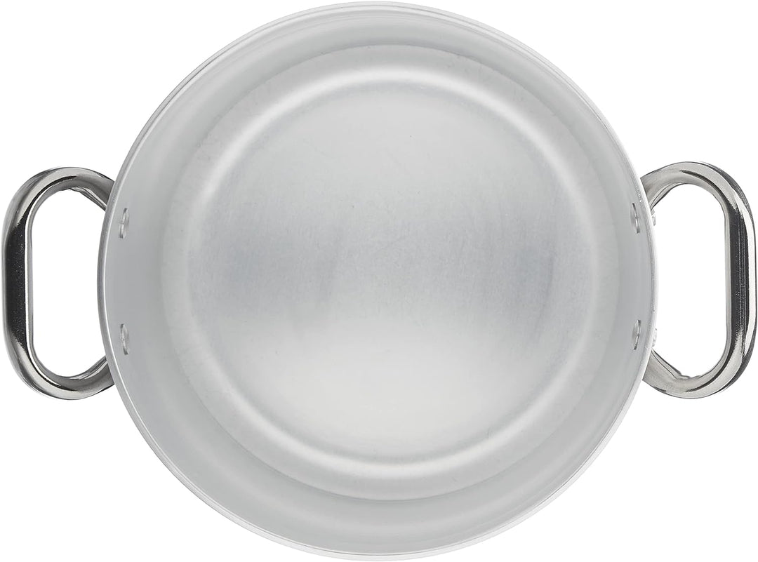 Pentole Agnelli Profi-Aluminium 3 mm, hoher Topf mit zwei Griffen 20 cm silber/schwarz, 20 cm