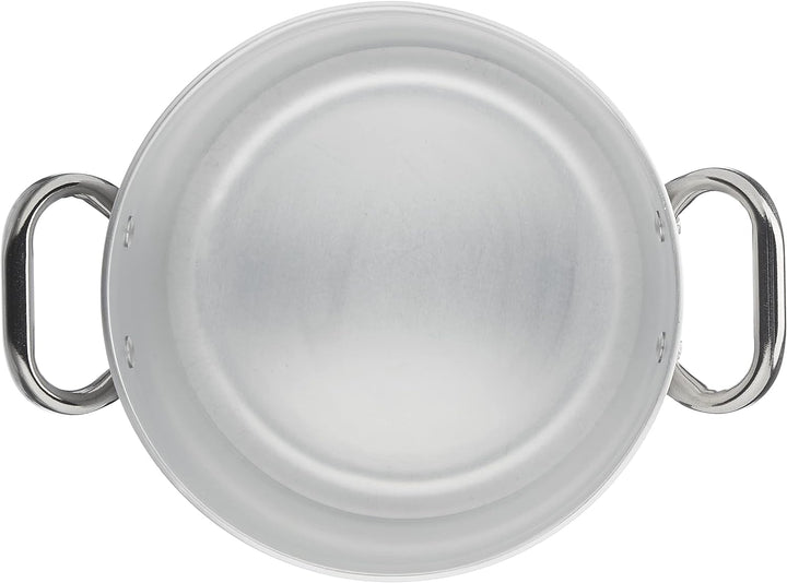 Pentole Agnelli Profi-Aluminium 3 mm, hoher Topf mit zwei Griffen 20 cm silber/schwarz, 20 cm
