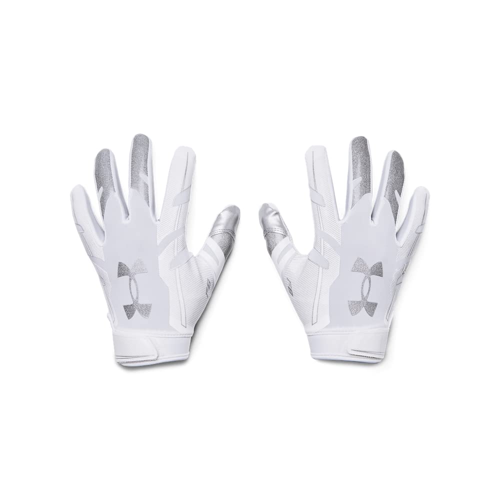 Under Armour Men's F8 Football Gloves , White (100)/Metallic Silver , Medium