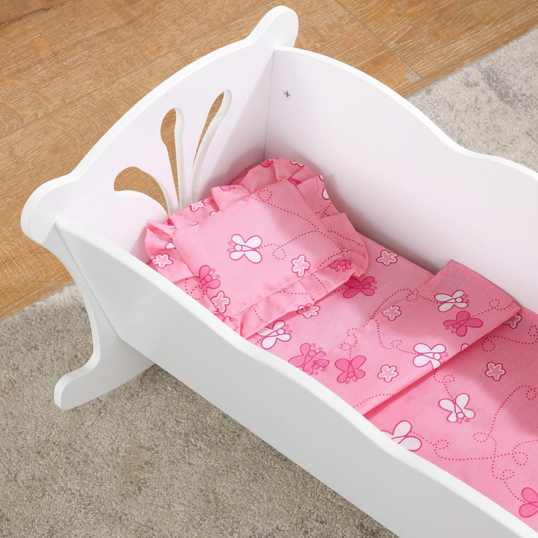 KidKraft Lil'Doll Puppenwiege aus Holz, Puppenbett für Baby Puppe, Puppen Zubehör, Spielzeug für Jun