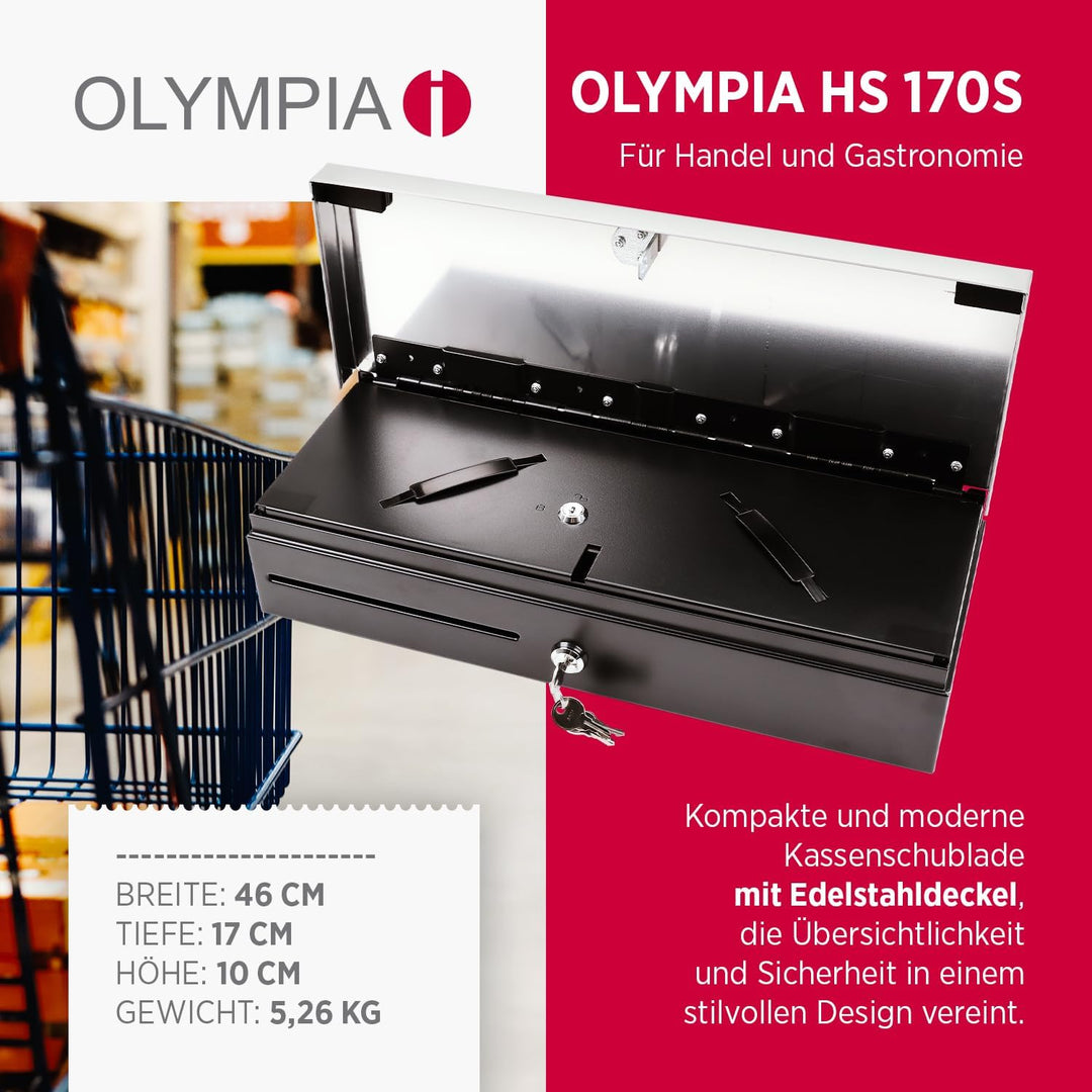 Olympia HS 170S Kassenschublade | Geldkassette abschliessbar mit Schlitz | RJ12-kompatibel | 8 Münz-