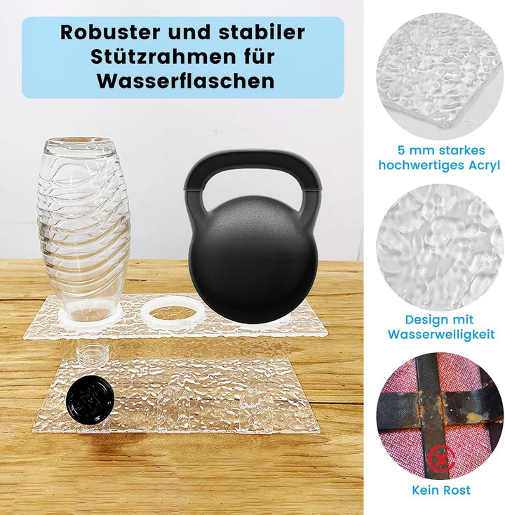 Daily Treasures Acrylic Flaschenhalter für 3 Flaschen,Abtropfständer Abtropfgestell mit Schutzringe,