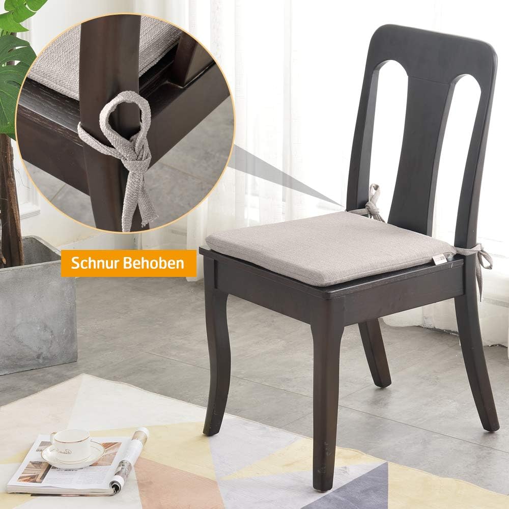 BALCONY &amp; FALCON Trapezförmige Sitzkissen mit Bindebänder in Beige 2er Set: 38– 42 cm grosse Sitzpol