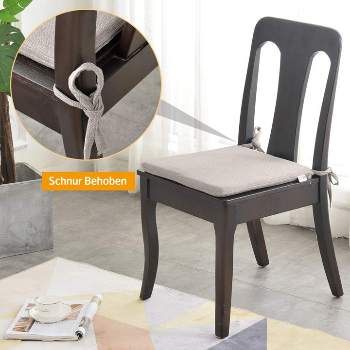 BALCONY &amp; FALCON Trapezförmige Sitzkissen mit Bindebänder in Beige 2er Set: 38– 42 cm grosse Sitzpol