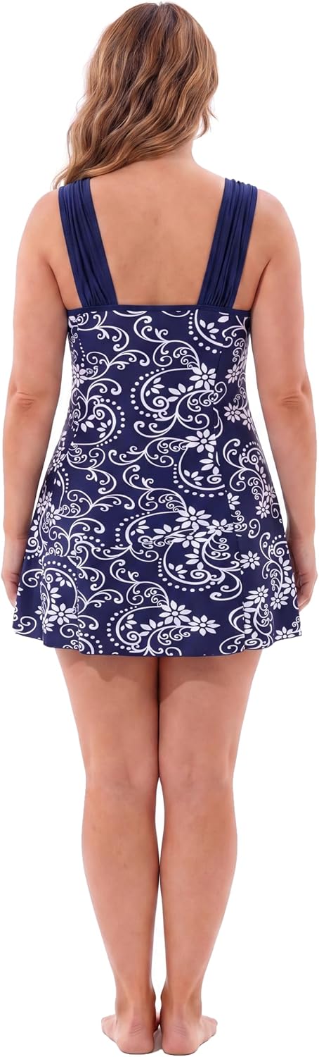 Wantdo Damen Badeanzüge Sommer Bauchweg Tankini Bademode mit Bügel Badekleid Einteiler Schlanke Stra