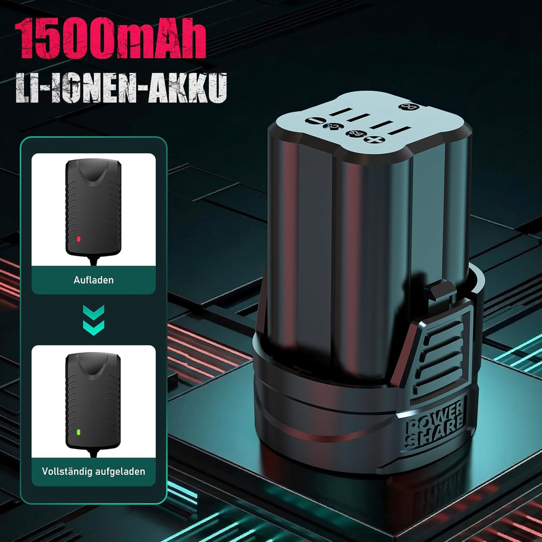 HYCHIKA 16.8V Akkuschrauber & Bohrmaschine Set, Bürstenloser Motor, 45Nm Max, 23+1 Drehmoment, 53-te