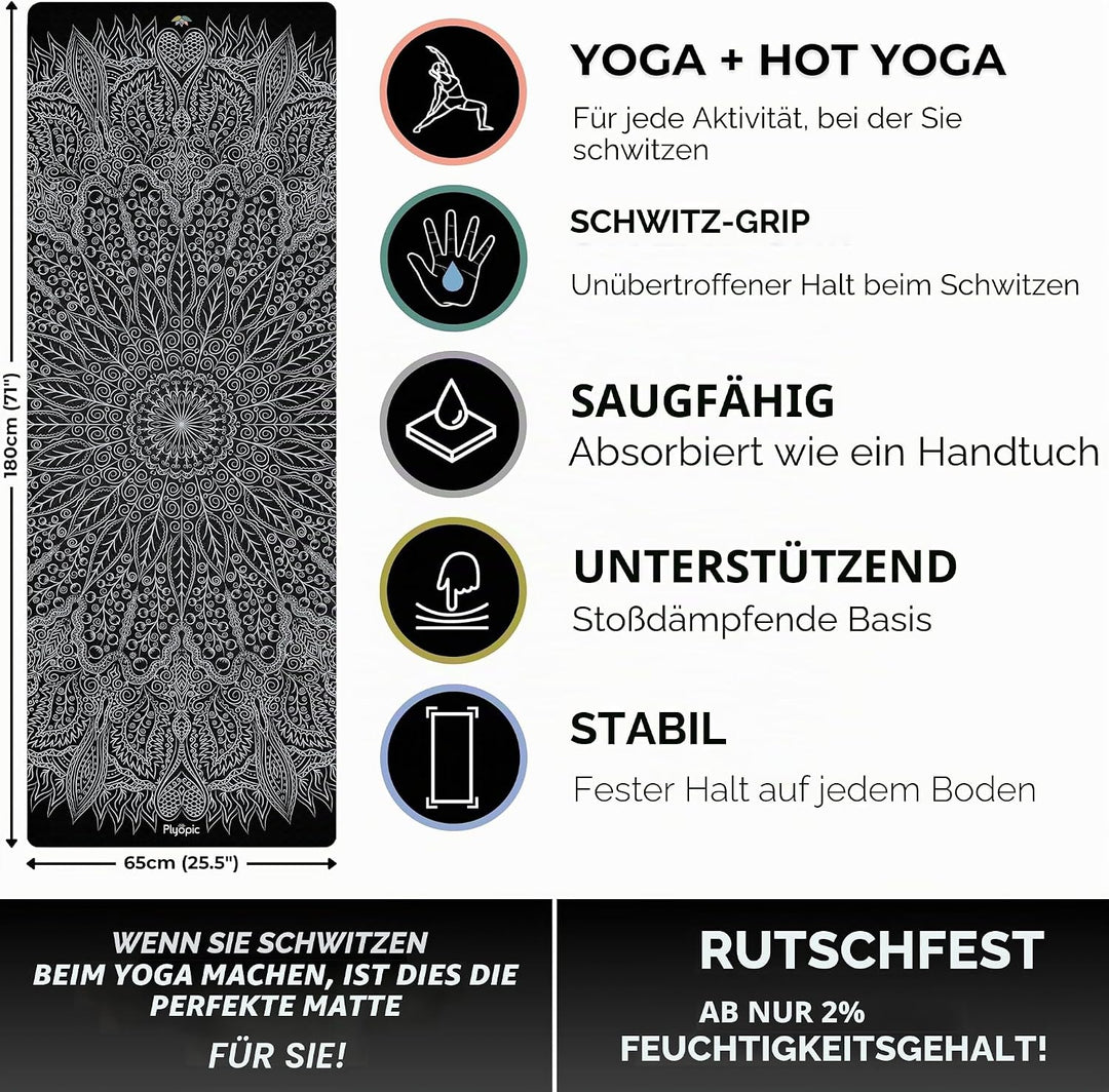 Plyopic All-In-One Yoga-Matte – Rutschfest auch bei Schweiss | Premium Matte mit Sweat-Grip Oberfläc