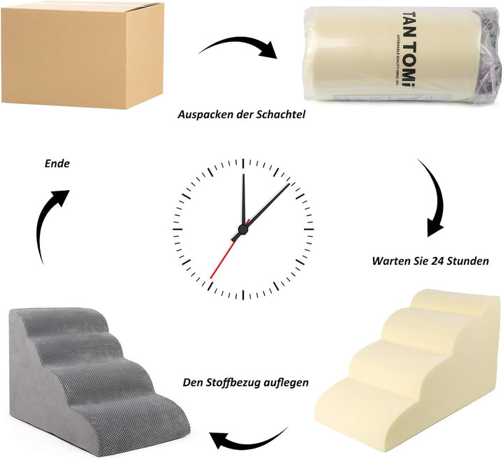 CALIYO Hundetreppe 4 Stufen，Hundetreppe für Kleine Hunde,Treppe für Hunde aus Hochdichtem Schwamm,Ha