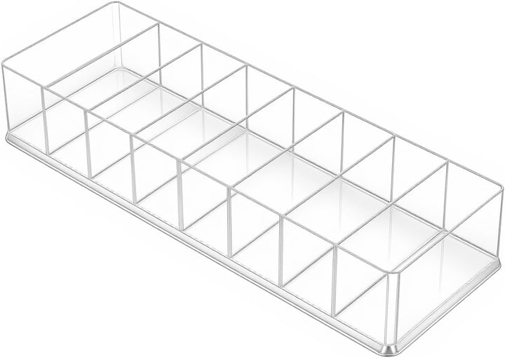 SINJEUN 6 Stück Kosmetik Organizer Acryl, 25,5 x 9 x 4,6cm 8 Fächer Make Up Organizer, Transparent S