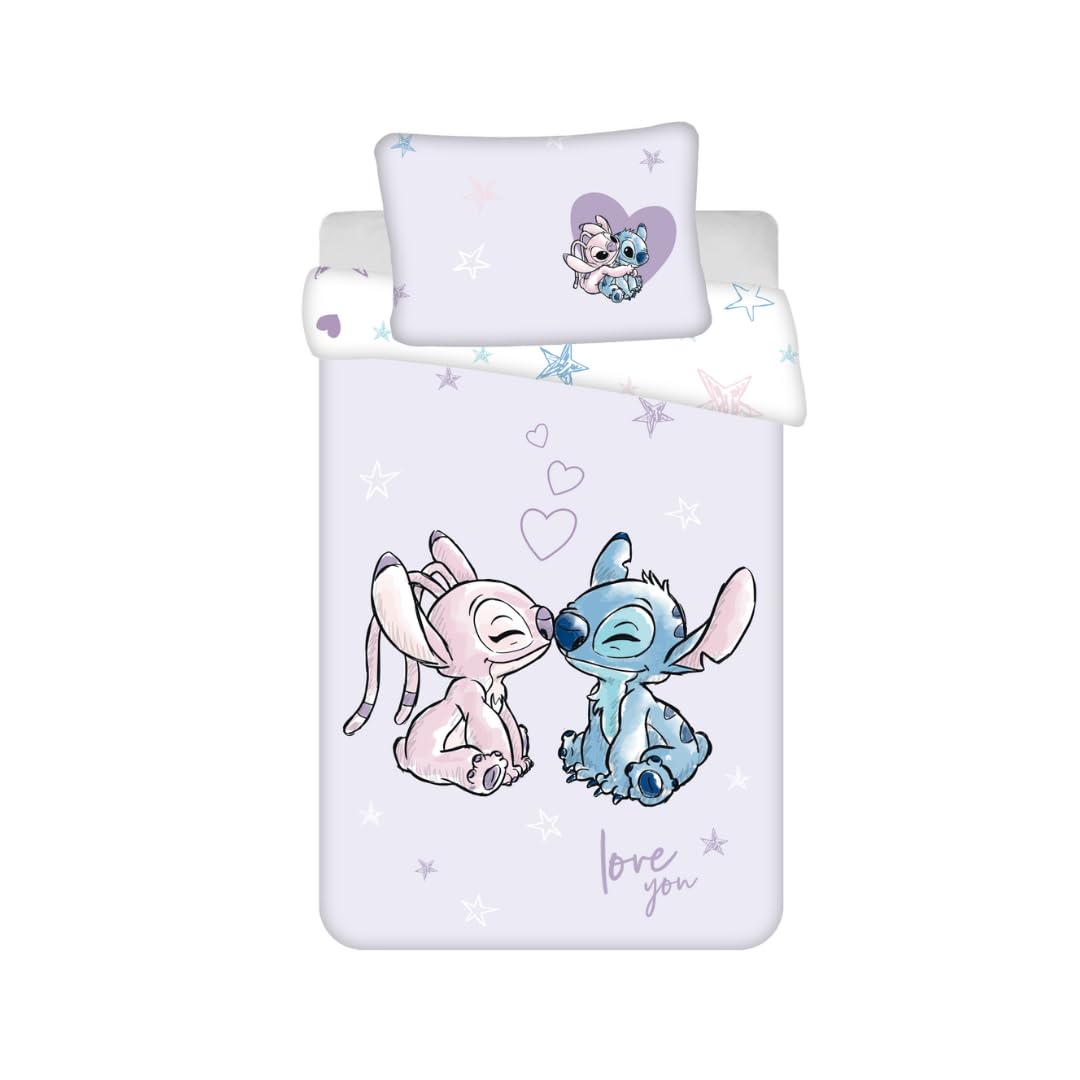 My sweety pop Baby-Bettwäsche – Stitch und Angel – 2-teilig – Kinder – Bettbezug – wendbar – 100 x 1