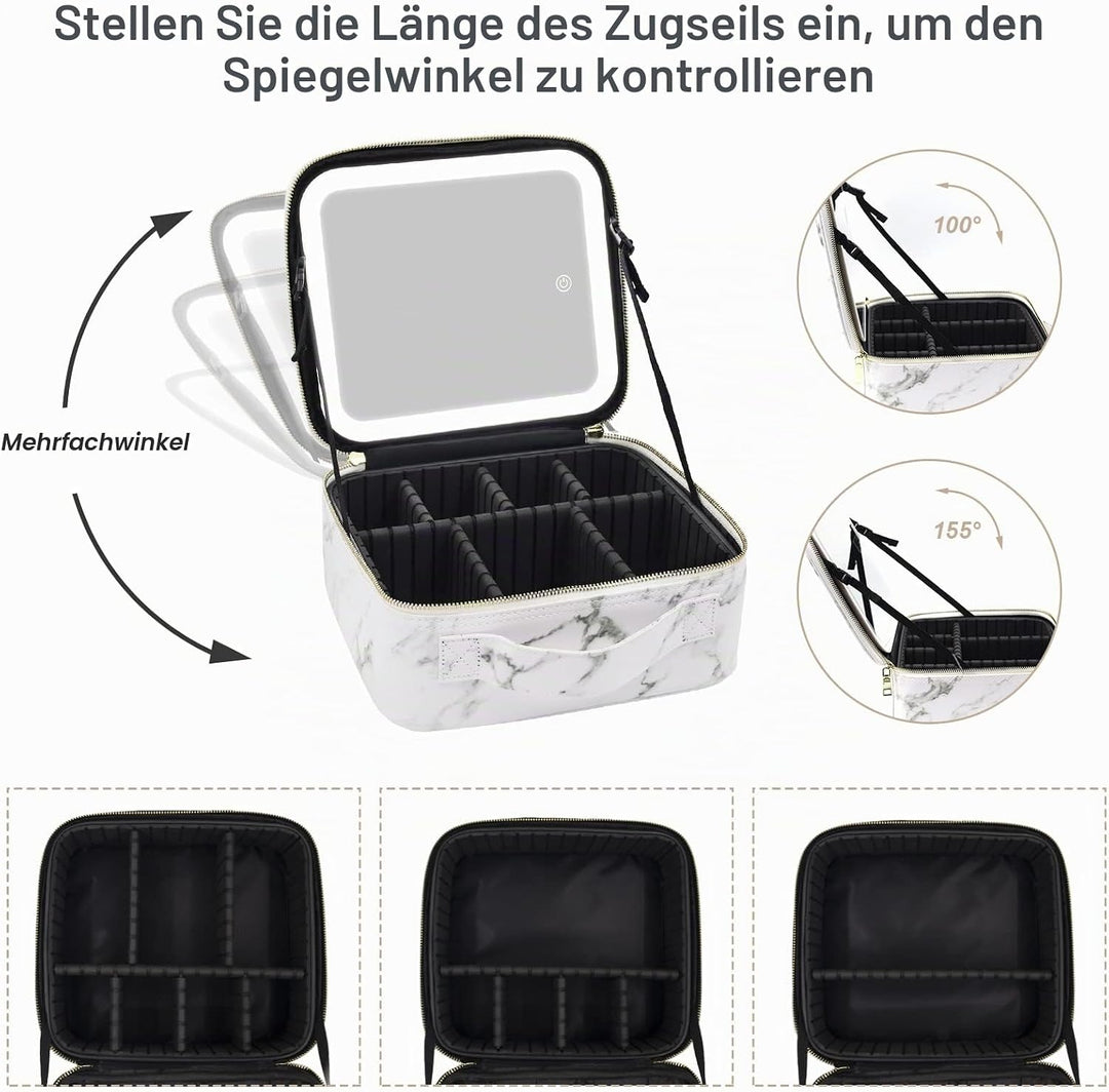 Reise-Makeup-Tasche Kosmetiktasche Make up Organizer Tasche mit grossen beleuchteten Spiegel 3 Farbe