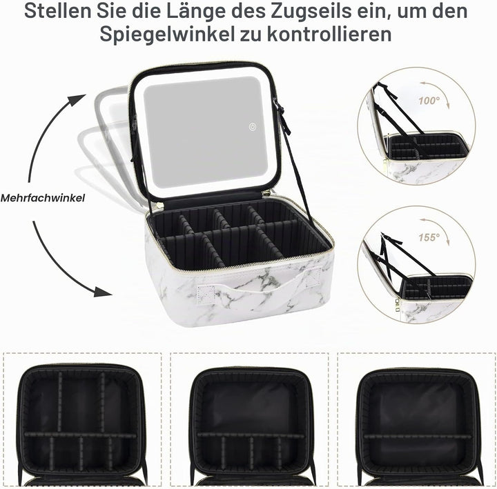 Reise-Makeup-Tasche Kosmetiktasche Make up Organizer Tasche mit grossen beleuchteten Spiegel 3 Farbe