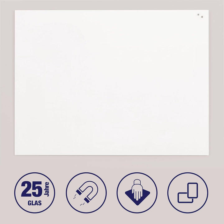 FRANKEN Whiteboard aus Glas, magnetisch und beschreibbar, Design-Schreibtafel ohne Rahmen, Magnettaf
