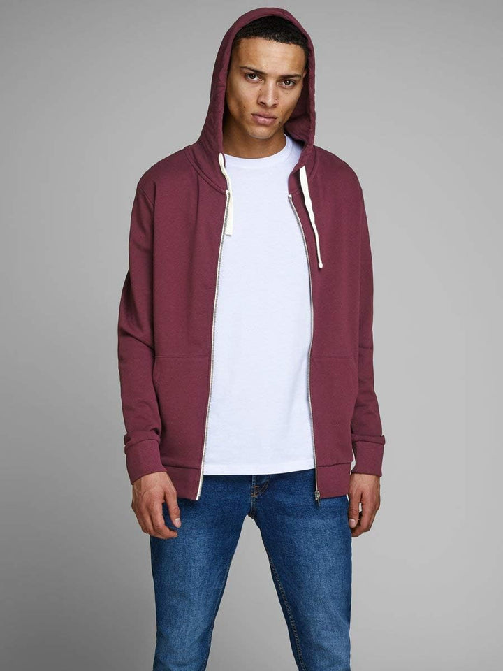 JACK & JONES Herren JJEHOLMEN Sweat Zip Hood S Rot (Port Royale Fit:reg Fit), S Rot (Port Royale Fit