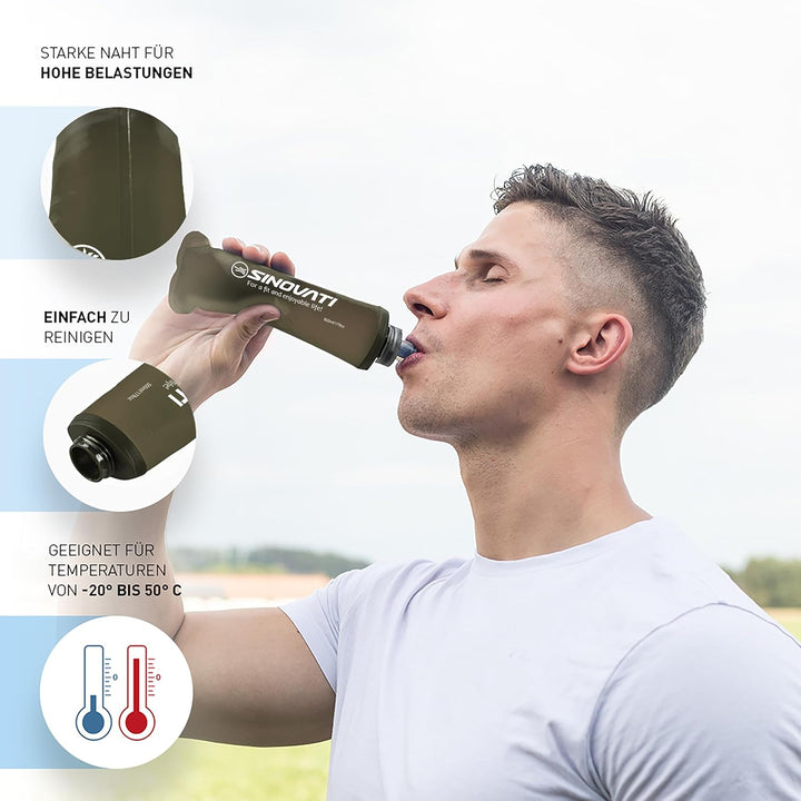 SINOVATI® TPU Faltbare Trinkflaschen, Soft Flask, Wasserflasche BPA-Frei Sportflasche für Trinkrucks