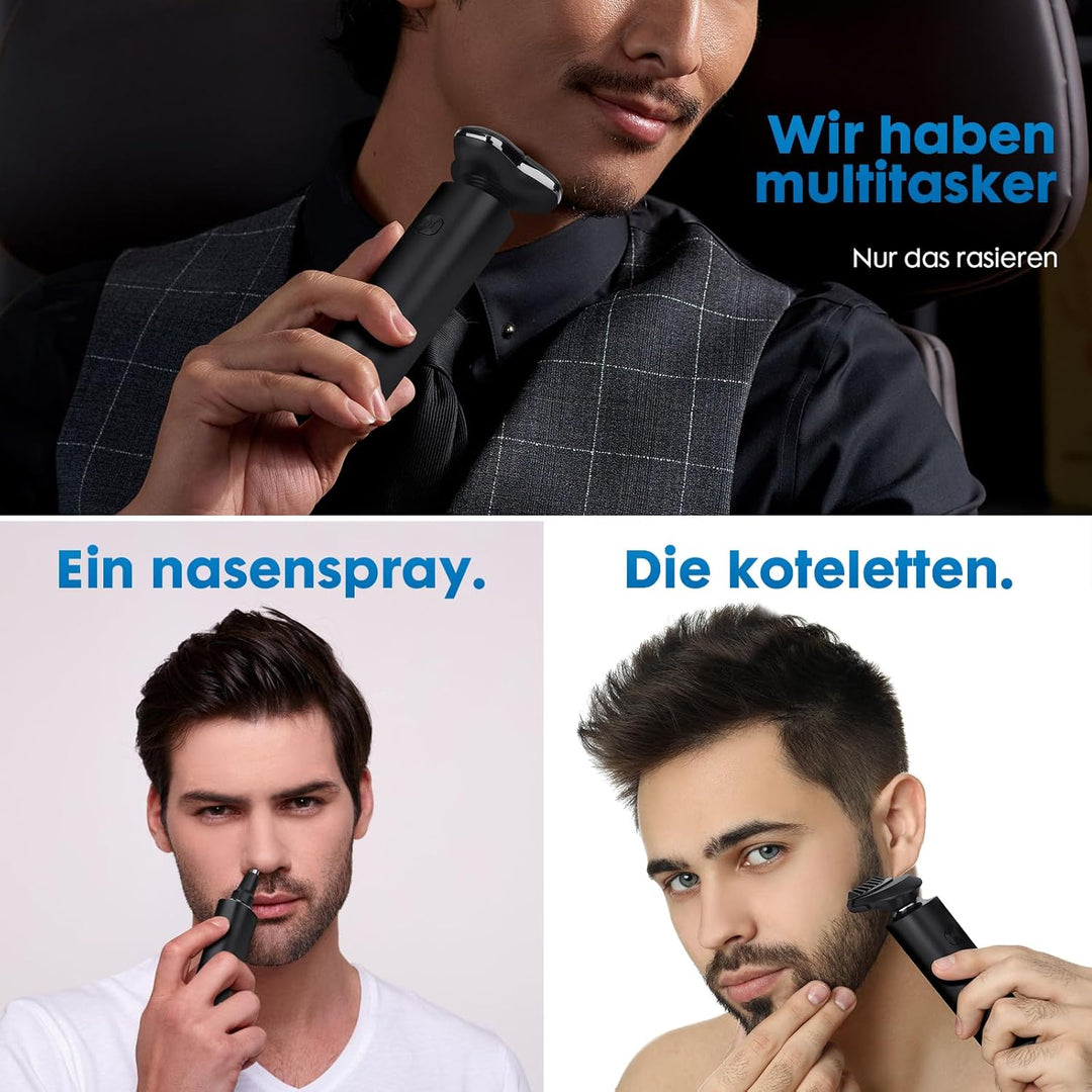 Rasierer Herren Elektrisch, 2025 verbesserter männlicher Bartschneider, wasserdichter Nass- / Trocke