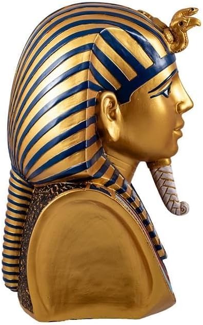 DRW Figur Büste Tutanchamon Ägyptischer König Golden aus Harz handbemalt 18x14x26cm