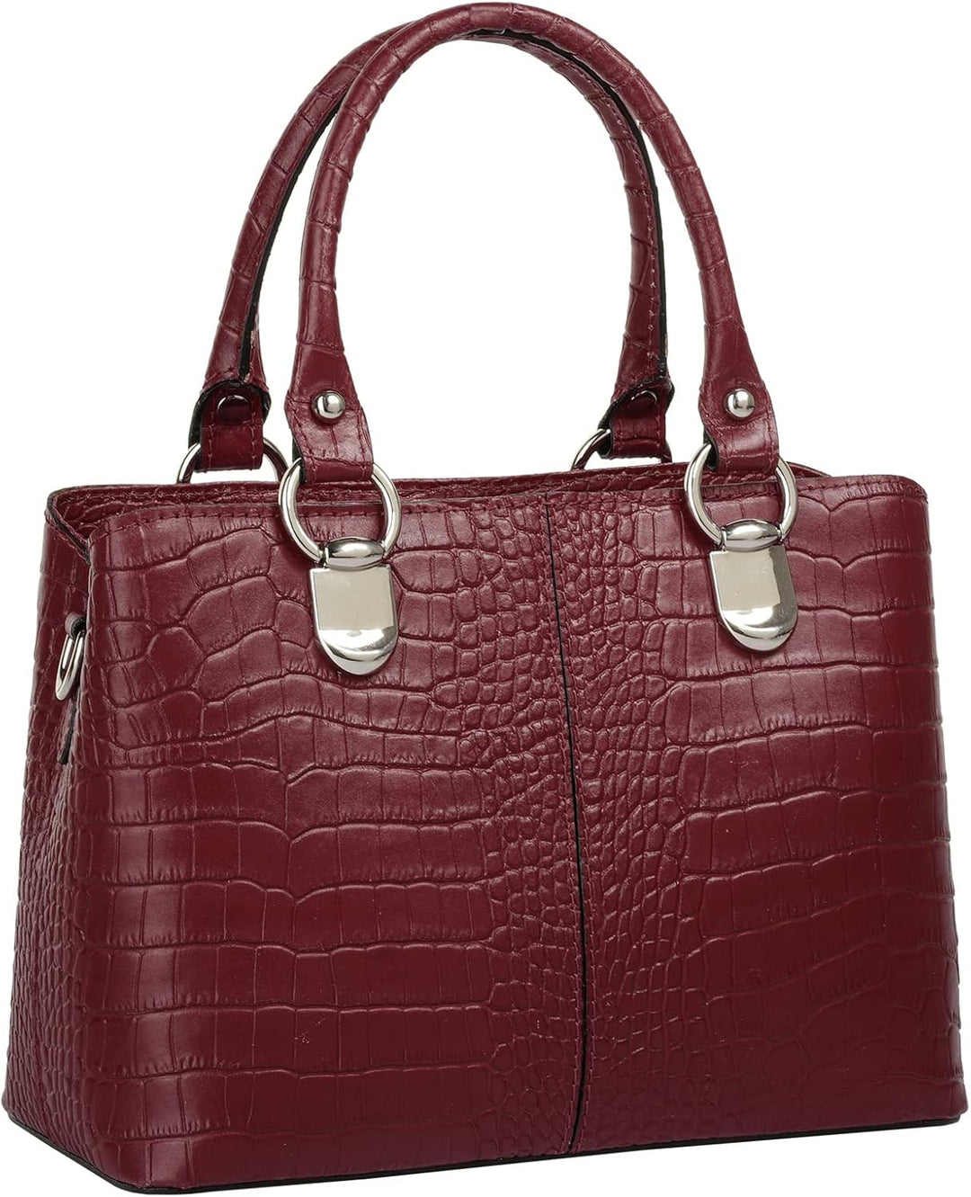 Umhängetasche Echt Leder Damen Made in Italy, Kroko-Optik Handtasche, Damen Schultertasche, elegante