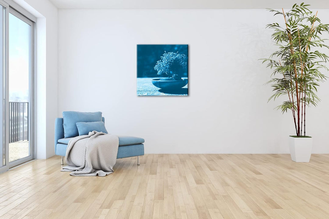 deyoli Kleiner niedlicher Bonsai Format: 70x70 Effekt: Monocrome Blau als Leinwandbild, Motiv fertig