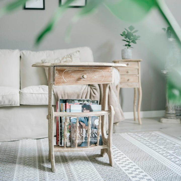 livasia Teakholz Tisch, Telefonschränkchen, Holzmöbel, Landhausstil