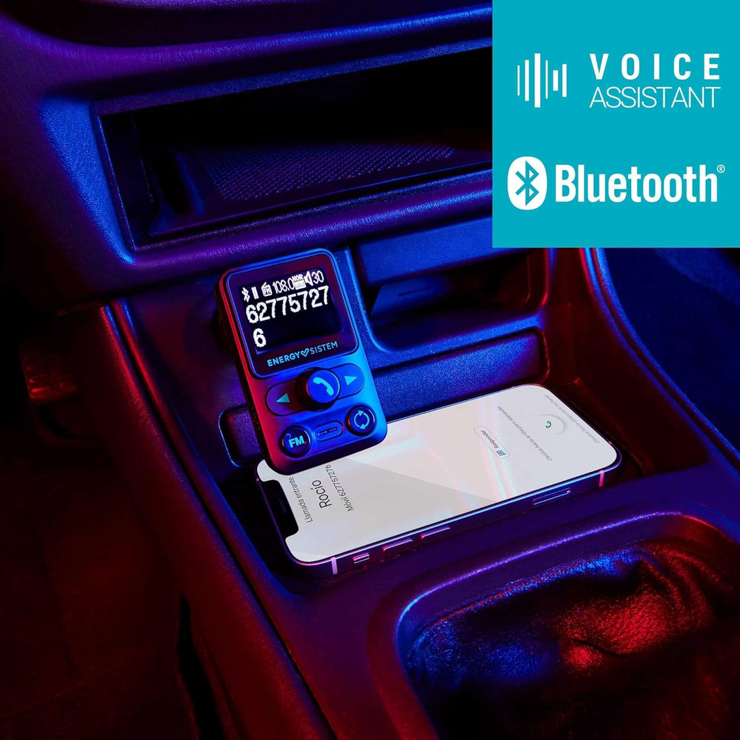 Energy Sistem Car Transmitter FM Xtra (FM-Transmitter zum Musikhören im Auto, 1,4" LCD, Bluetooth®,