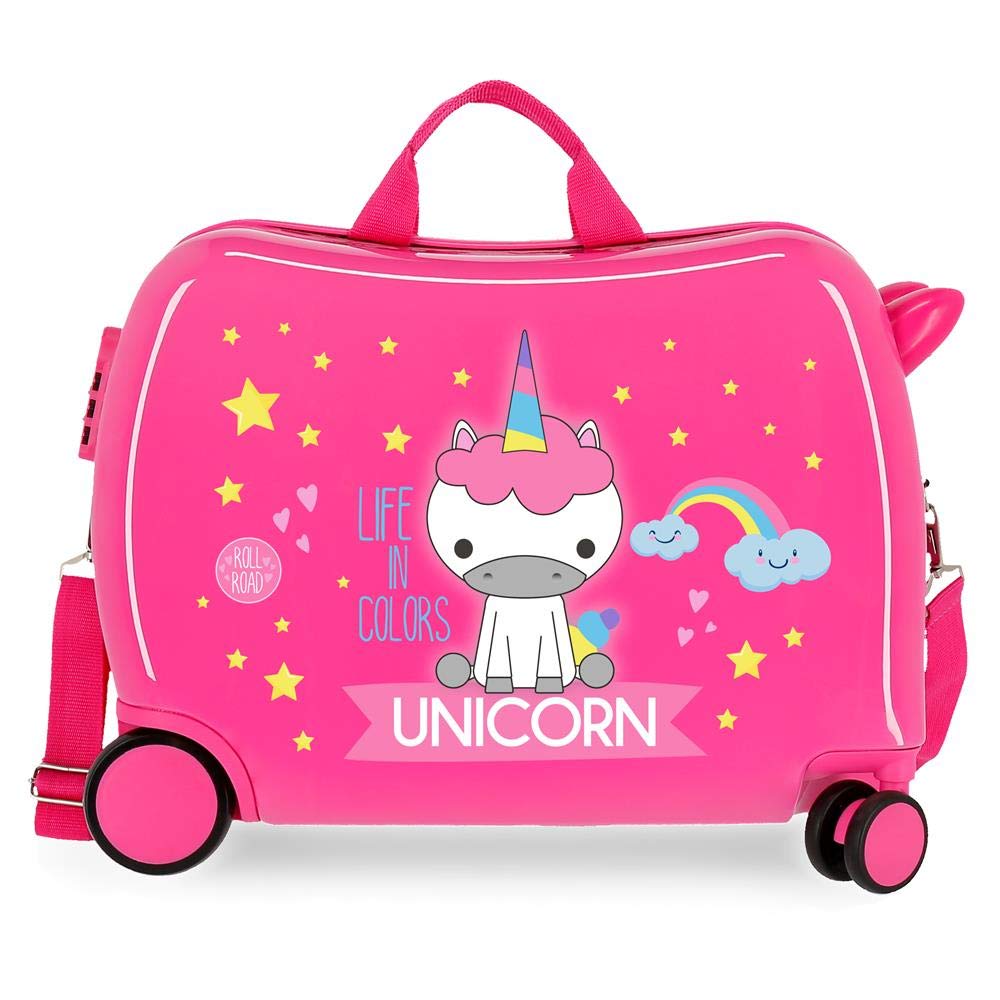 Roll Road Little Me Kinder-Koffer Rosa 50x38x20 cms Hartschalen ABS Kombinationsschloss 34L 2,1Kgs 4