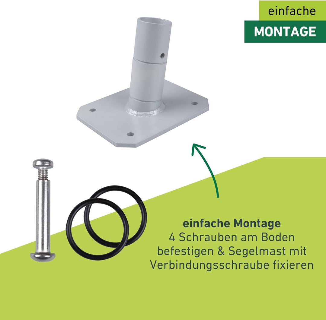 Windhager Terrassenhalterung Premium, Sonnensegel Befestigung, Halterung für Segel, Sonnensegelmast,