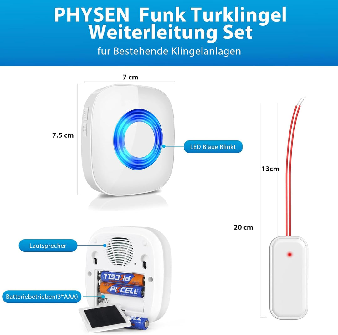 Funksignal Weiterleitung, PHYSEN Türklingel und Gong Weiterleitung, Funkkonverter für bestehende Kli