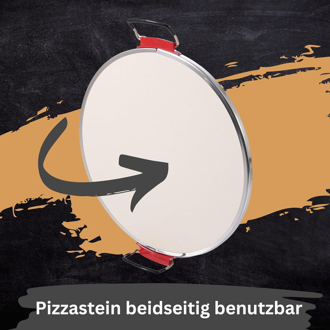 TruWare Pizzaofen elektrisch bis 400 Grad | Elektrischer Pizzabäcker mit Pizza-Schieber Steinplatte