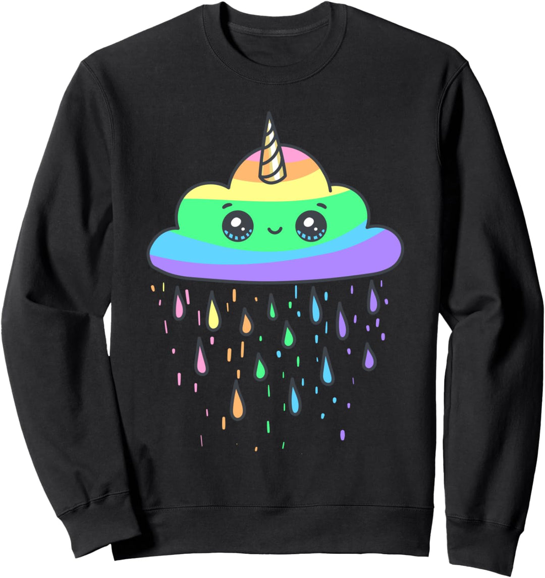 Einhorn-Regenbogen-Regenwolken-Karikatur Sweatshirt