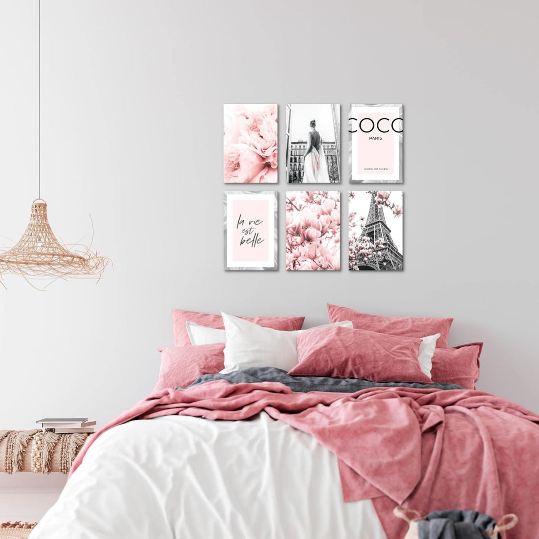 Novart Wandbilder Set Fashion Coco - KOMPLETT AUFHÄNGFERTIG - Made in Germany - Moderne Bilder Wohnz