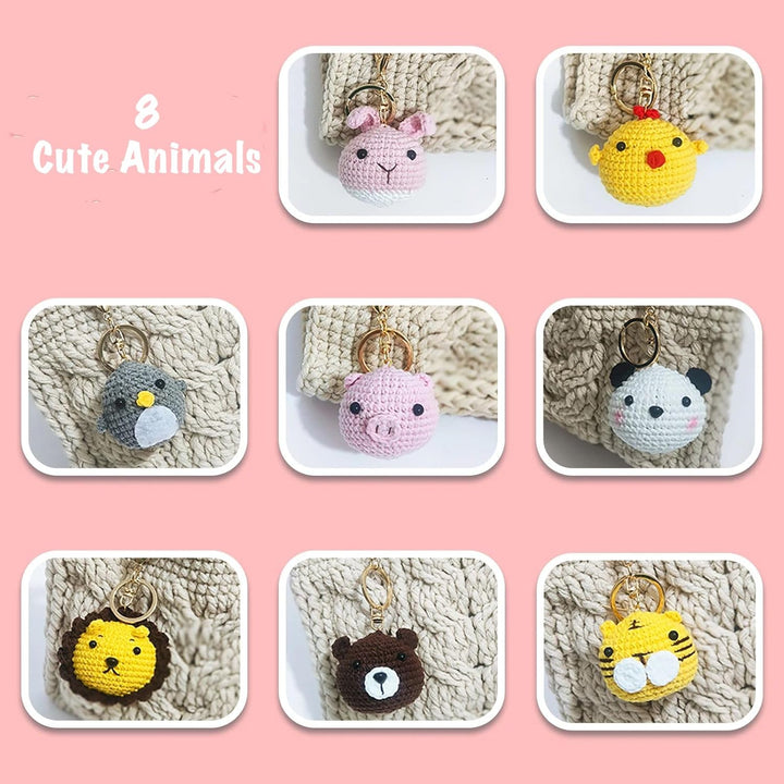 GCFTIFF Häkelset für Anfänger, Häkeln Sie Ihre eigenen 8 PCS Tiere, Häkelset für Anfänger mit Schrit