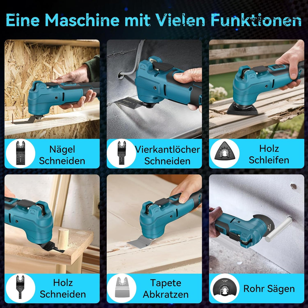 Yofuly Multifunktionswerkzeug für Makita 18V Akku - Multitool mit 2x 4.0Ah Akkus, Oszillationswerkze