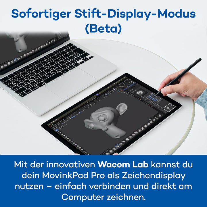 Wacom MovinkPad Pro 14 Zeichentablet – Stift-auf-Papier-Gefühl mit OLED-Display für echtes Schwarz,