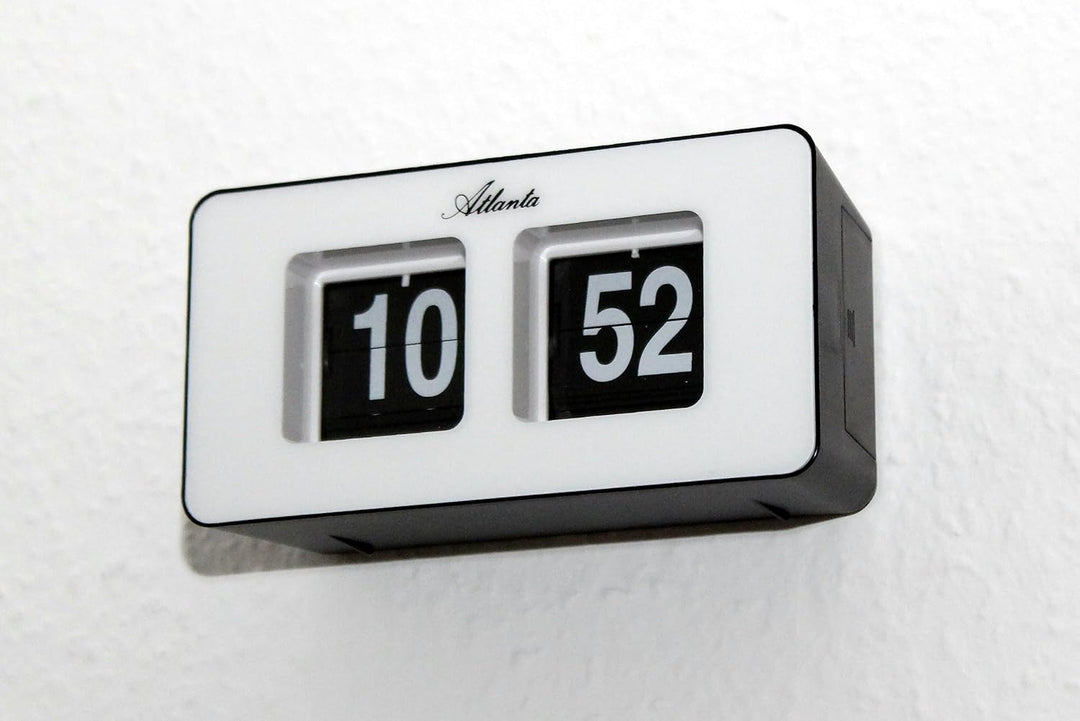 Atlanta Moderne Tischuhr Quarz mit Retro Flip Anzeige - 4464/0 Schwarz/Weiss, Schwarz/Weiß