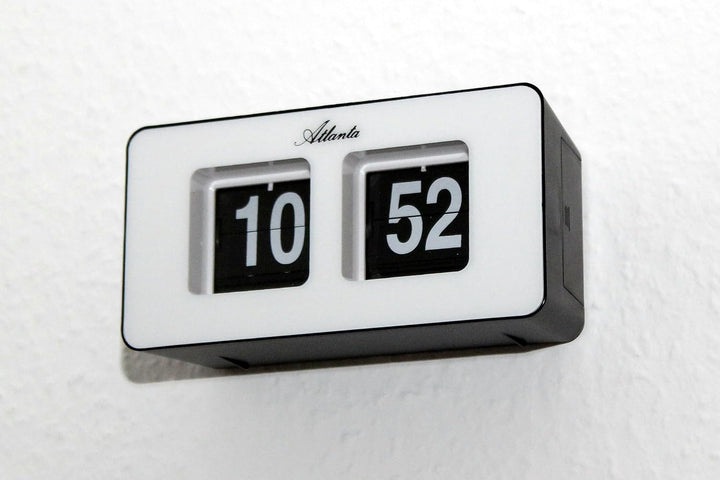 Atlanta Moderne Tischuhr Quarz mit Retro Flip Anzeige - 4464/0 Schwarz/Weiss, Schwarz/Weiß